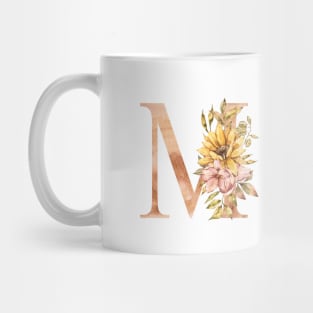 Watercolor sunflower bouquet monogram letter M Mug